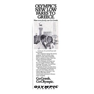 Olympic Airways Vintage Travel Advertisement Print Greece 1970s